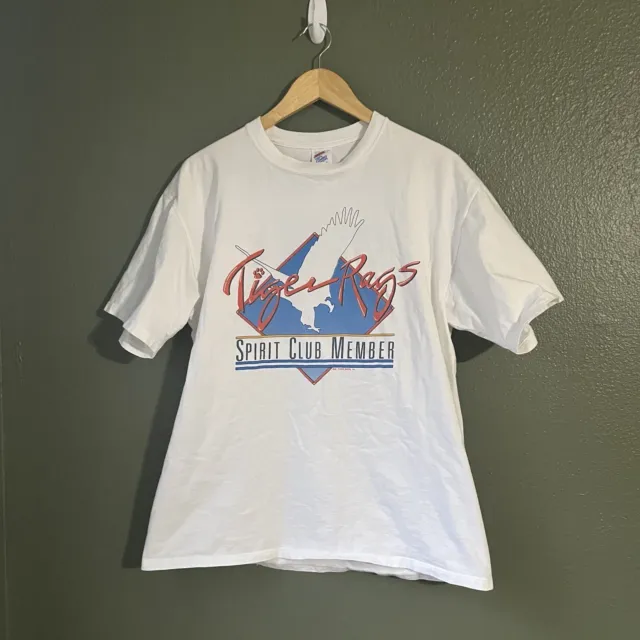 Vintage Jerzees Cotton White Auburn Spirit Club T Shirt Graphic Auburn Tigers