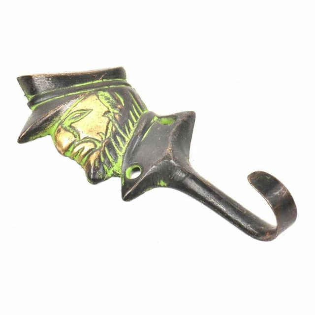 New Vintage Purse Coat Rack Brass Wall Hooks Solider Face Hat Rack Black Antique