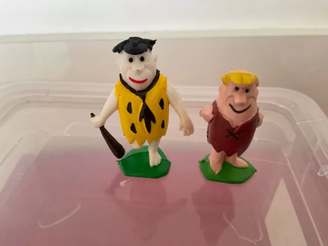 Flintstones Familie Feuerstein Heimo Vintage 2x Figur: Fred Fell gelb + Barney