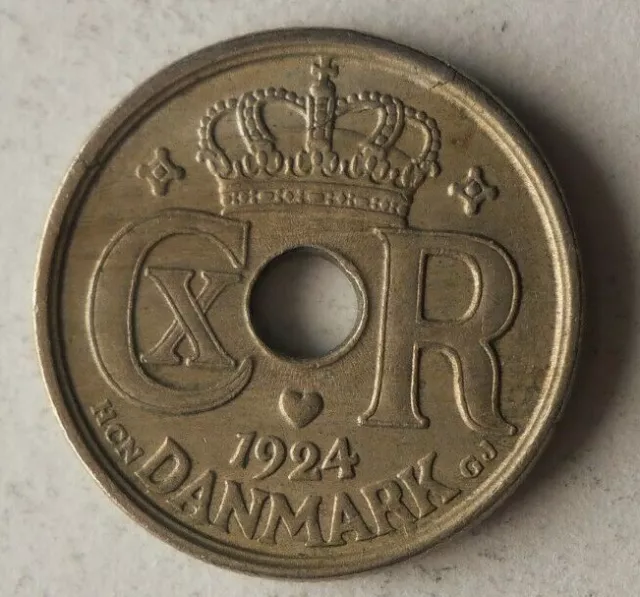 1924 DENMARK 10 ORE - High Quality Coin - FREE SHIP - Bin #1