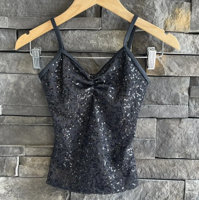 Balera Black Sequin Black Dance Tank Top Size Child Small