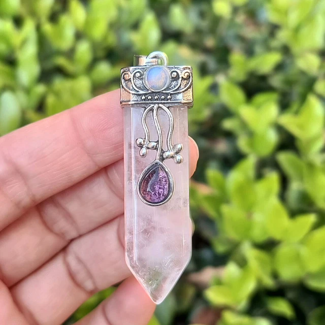 Rock Quartz Gems Stone Sword Pendant Prism Chakra Reiki Healing Amulet