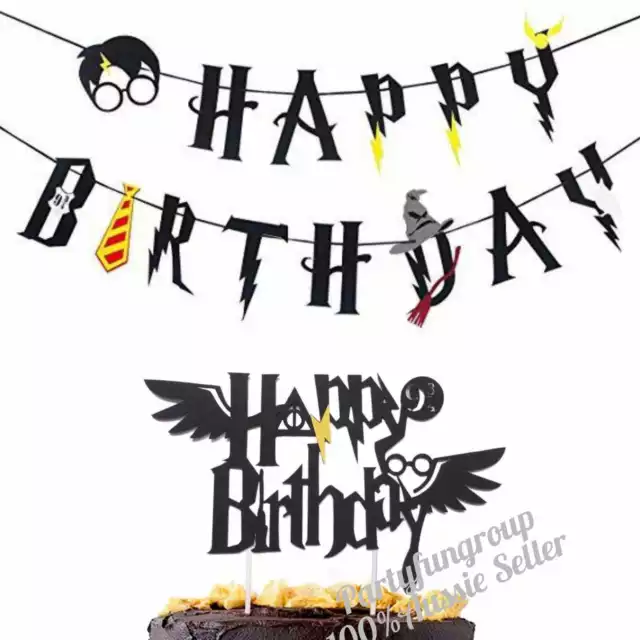 HARRY POTTER CAKE Topper and Harry Potter Birthday Party Banner Bundle Set  $19.50 - PicClick AU
