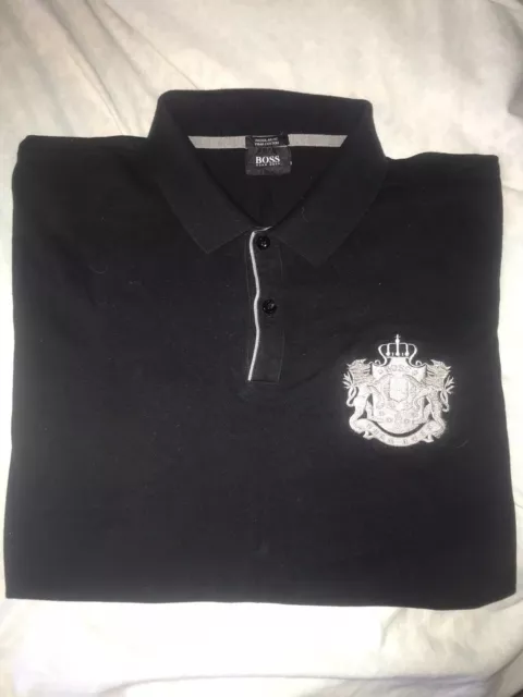 MENS HUGO BOSS Firenze 26 Polo Shirt Pima Cotton Black Badge Size XL £9 ...