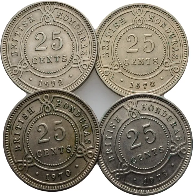 British Honduras  25 Cents Elizabeth 4 Stück Original #CQX23