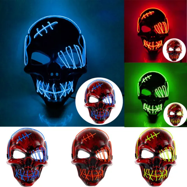 Halloween Mask LED Light Up Glowing Light Costume Cosplay Luminous Wire Scary