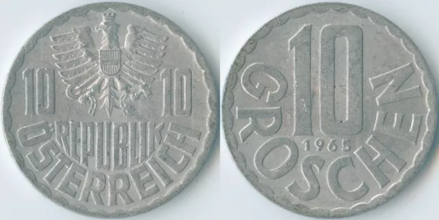 Austria 1965 10 Groschen KM# 2878 Al Second Republic Coat of Arms Eagle Value