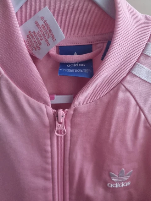 Girls adidas size age 11-12 years pink 3 stripe track jacket 3