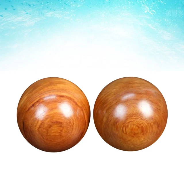 2 Pcs Stress Balls Wooden Baoding Trigger Point Massager Health Fitness