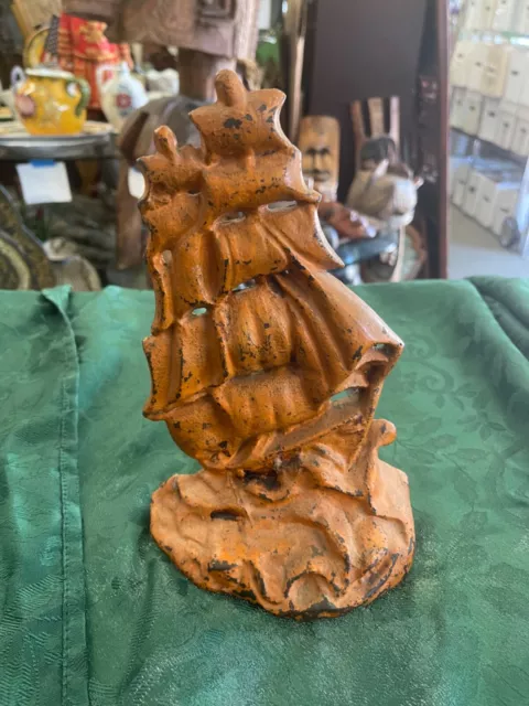 Antique Cast Iron Eastern Specialty #21 Clipper Ship Doorstop Door Stop Vintage