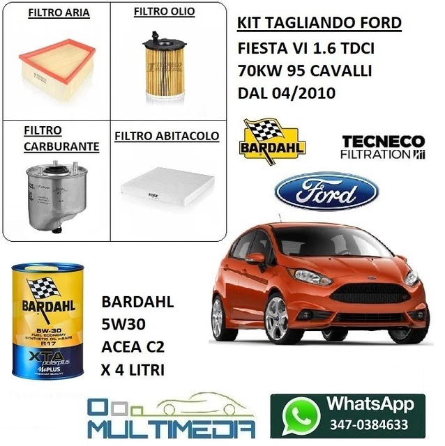 KIT TAGLIANDO 4 FILTRI OLIO ORIGINALE FORD FIESTA 6 VI 1.6 TDCi 90CV DAL 2008 - Foto 8