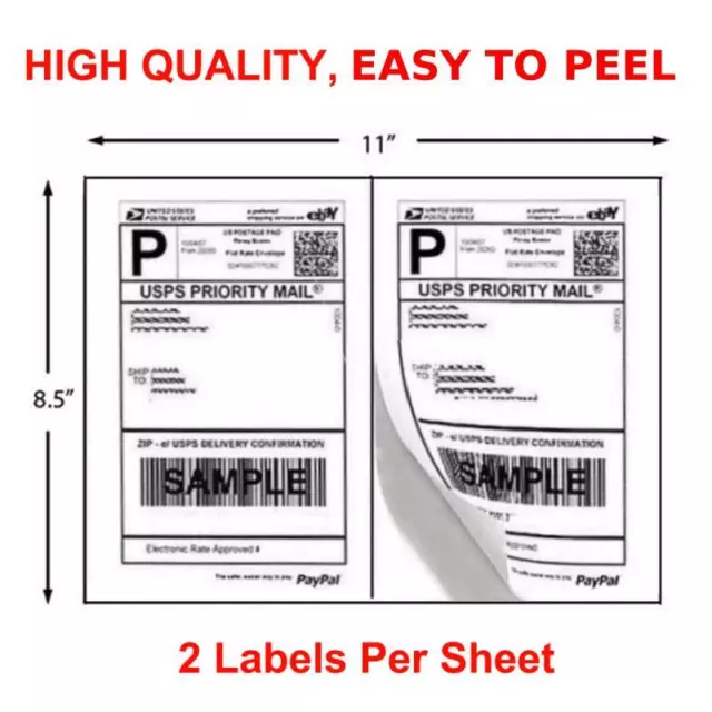 200-1000 Half Sheet 8.5x5.5 Shipping Labels Blank 2 Per Sheet Self Adhesive