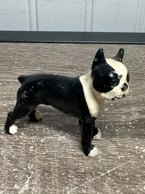 Vintage Hubley ? Wilton ? cast iron Metal Dog Figure Figurine Boston Terrier