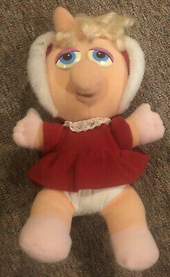 Vintage 1987 Baby Miss Piggy 9” Muppets Plush Stuffed Jim Henson 1980s Toy
