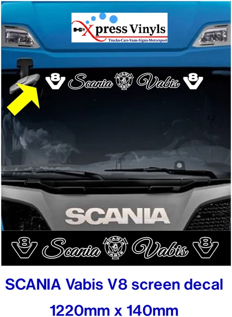 PrintXtreme LTD 'Scania - A Passion For Power' Windscreen Decal - V8 R Truck Cab Sticker (Glossy, Reverse Cut)