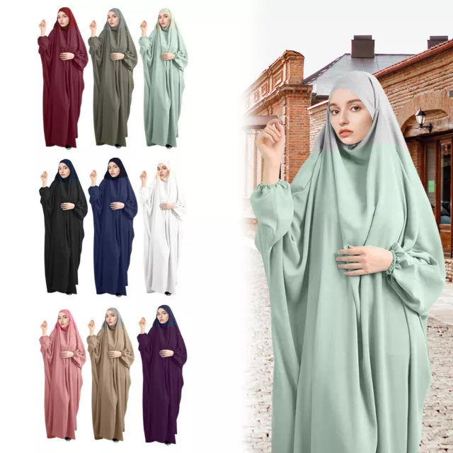 Muslim Robe One Piece Abaya Khimar Kaftan Prayer Dress Jilbab Modest Hijab Abaya