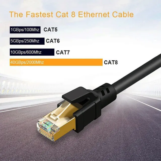 Premium Ethernet Cable CAT 8 7 6A Ultra High Speed LAN Patch Cord 1m-3m