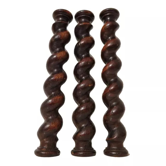 3 Baluster groove wood carving column 10"71 Antique French architectural salvage