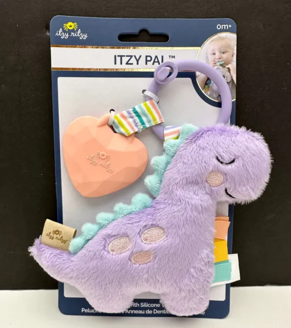 Itzy Ritzy Itzy Pal Infant Toy & Teether Lovey Crinkle Sound Texture Dino Purple