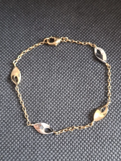 Bracelet Ancien Style Tank Maille Gourmette Plaqué Or 18k - Occasion, Fabrication Française