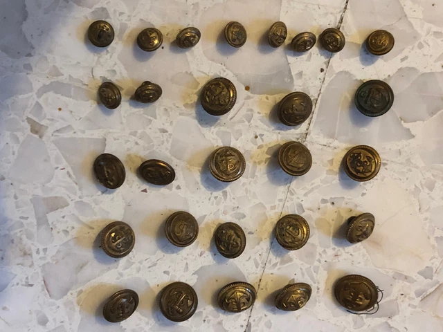 Lot De 14 Boutons Vintage Blanc Doré Ancre Marine - 1,3 Cm, Référence 138 - Occasion, Fait En France