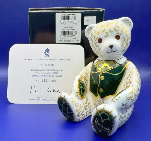 Royal Crown Derby 'Harrods Teddy' Boxed Paperweight Exclusive Ltd.Ed Certificate 2