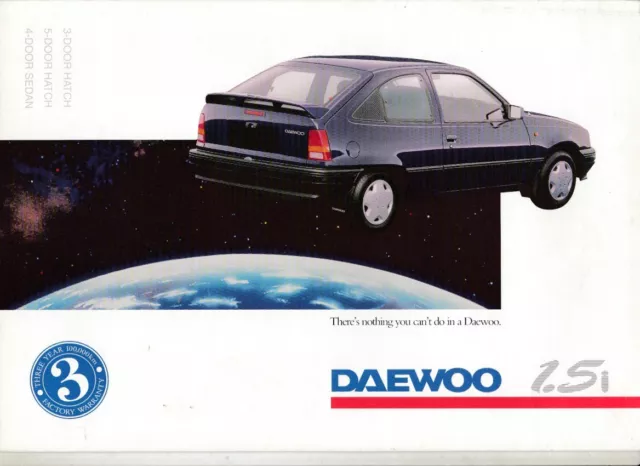 1994 DAEWOO 1.5i Australian 6p Brochure - 3 and 5 Door Hatch, 4 Door Sedan