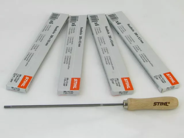 STIHL Lima Redonda 6 Pieza Con Soporte Lija Madera para Cadenas De 3,2MM A 5,5