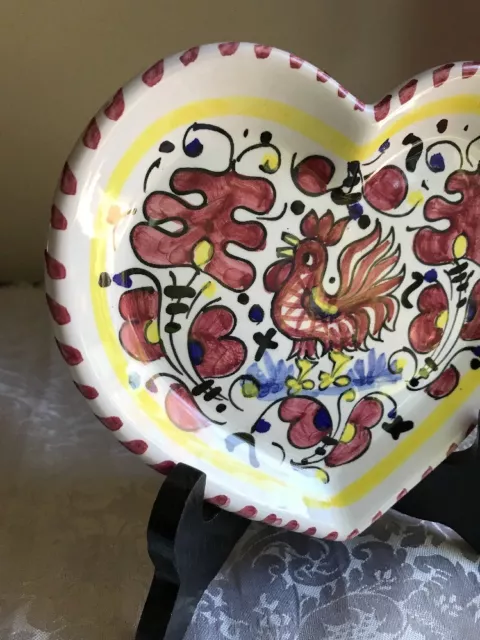 Italian Pottery Hand Painted Heart Dish Sambuco Mario & Co. 2