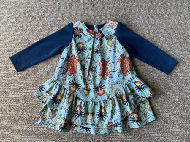 Gorgeous Pan Con Chocolate Spanish Design Girls Blue Floral dress Size 36mths