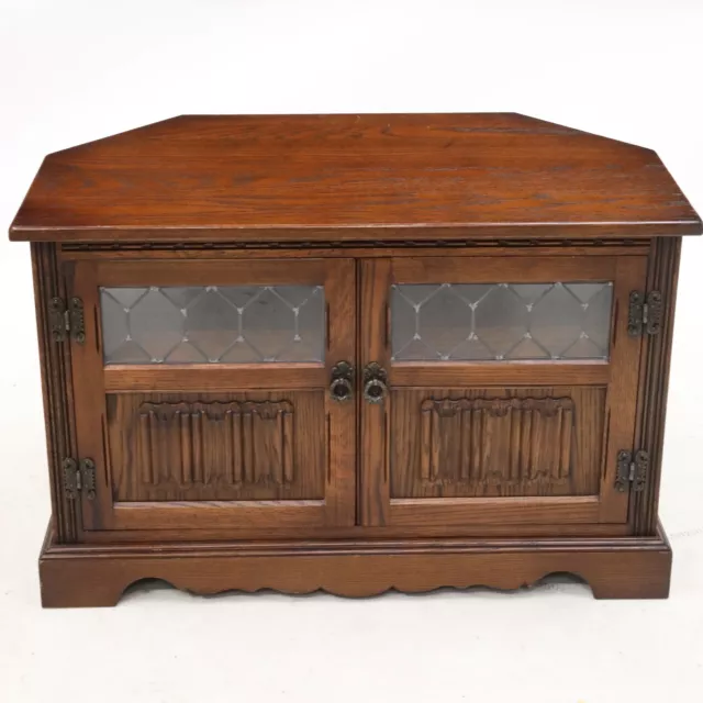 Old Charm Corner TV Stand Glazed Drawer Model 2264 Tudor Brown FREE UK* Delivery