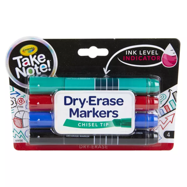 Crayola Take Note Chisel Tip Dry Erase Marker, Pack of 4