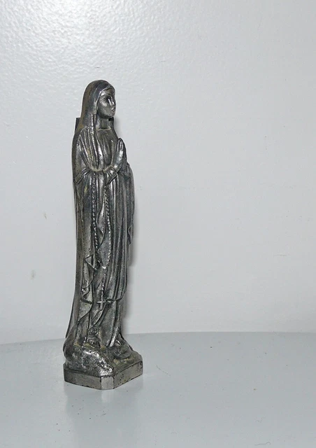 Statuette Vierge Marie En Prière – Style Lourdes – Plâtre Peint – Ancienne