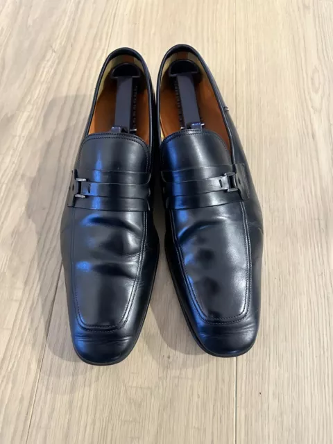 MAGNANNI Men's Marcus Monk Strap Leather Loafers Dress Shoes Sz 10.5 Black SPAIN