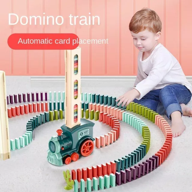 Montessori Puzzle Toys Electric Domino Train Car Set Automatic Building Blocks