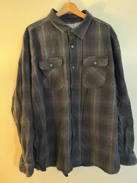 The North Face Flannel Shirt Mens Size XXL Black Blue Plaid Long Sleeve Button