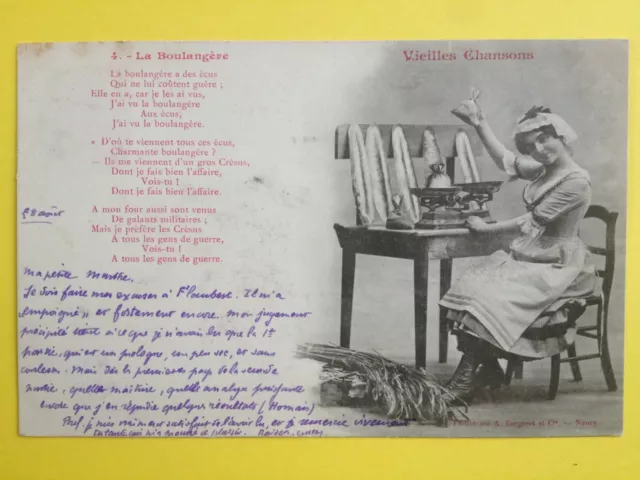 cpa 1900 Phot. BERGERET NANCY La Boulangère OLD SONG in Marthe JOLTRAIN