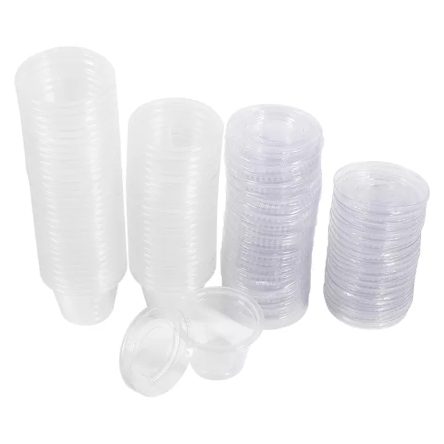 50x 1oz Transparente Jello Shot Cups Mini kunststoff Einwegbecher Deckel Schalen