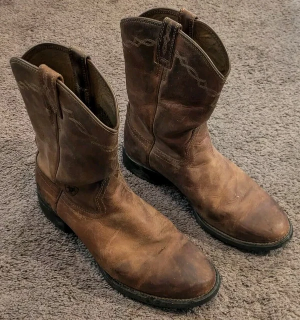 Bottes Cowboy Ariat Heritage Roper - Homme 7.5 D - Cuir Marron - Bout Rond