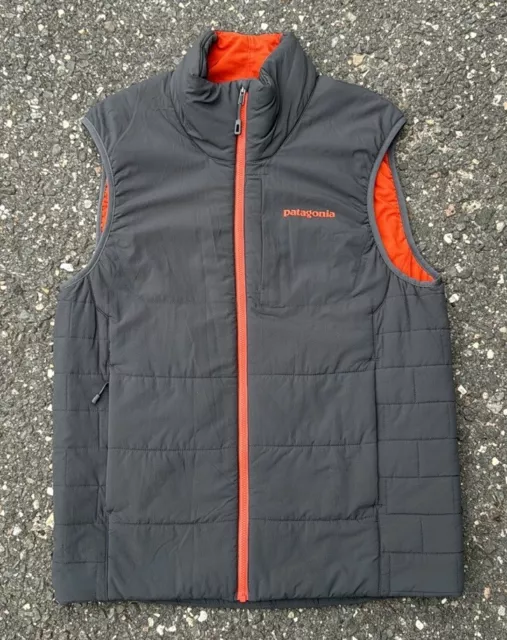 Patagonia Men’s Nano-Air Light Hybrid Vest Gray Sz Small Orange Full Zip