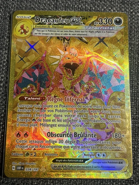 CARTE POKÉMON - Dracaufeu Ex Gold - 228/197 - EV03 Flammes Obsidiennes CARTE POKÉMON - Dracaufeu Ex Gold - 228/197 - EV03 Flammes Obsidiennes