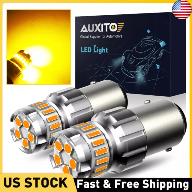AUXITO 2x 1157 Amber yellow LED Turn Signal Parking Light Bulb Canbus Error Free