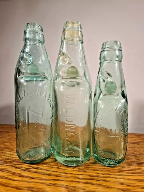 THREE HIGHLY COLLECTIBLE LATE 19TH CENTURY 'CODD' BOTTLES c.1895