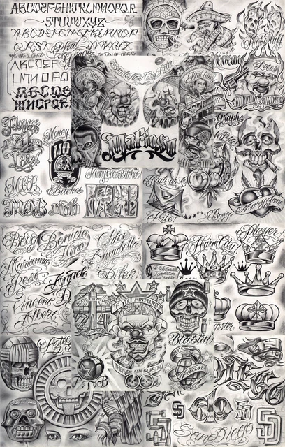 Boog From The Streets With Love Estilo Gangsta Tatuaje Flash Juego de 10 Hojas 11x14" F