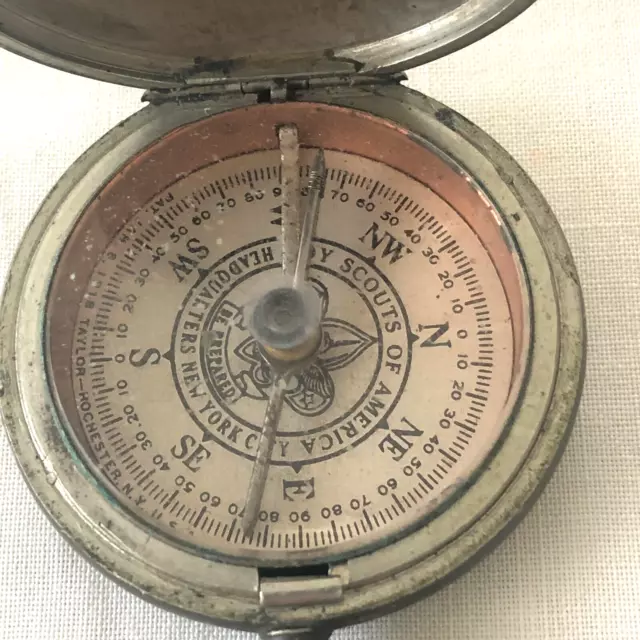 Vintage Boy Scout Hiking Compass 1918 Taylor Bsa Ny