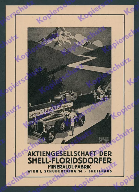 Strassenbau Straßenwalze Spramex Shell Asphalt Wien Floridsdorf Alpen Auto 1931