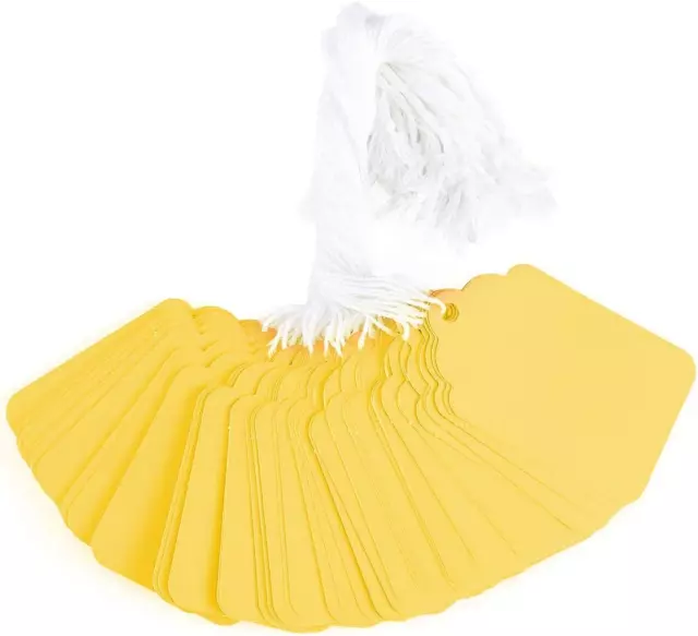 Yellow Price Tags 240Pcs, Matte Tags with Strings Attached Marking Merchandise H