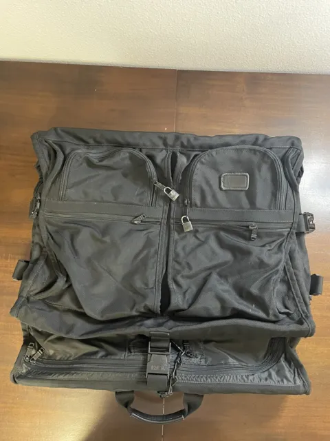 Tumi Leather Garment Bag Bifold Travel Black Ballistic Nylon Carry On