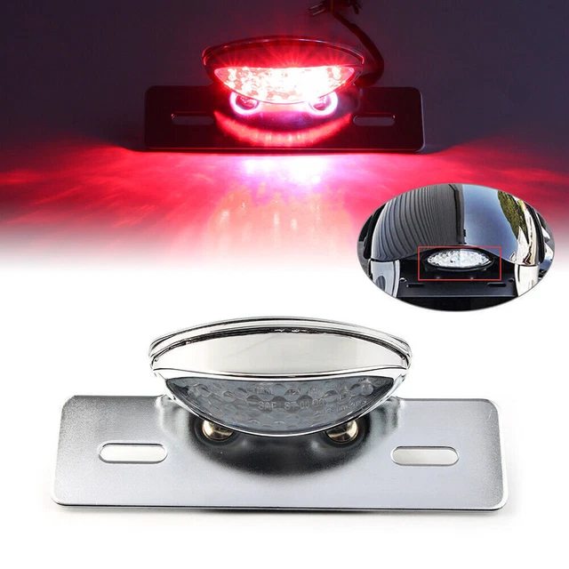 Rear License Plate Brake Stop Tail Light Chrome Bracket Fit Cafe Racer