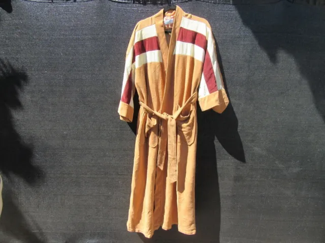 Vintage Christian Dior Robe De Chambre Brown Color Block Velour OSFA Bathrobe